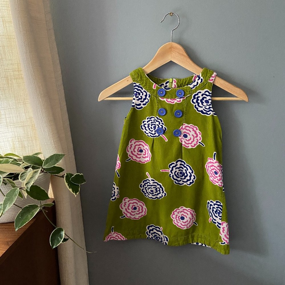 Mini Boden Floral Corduroy Dress Size 4-5
